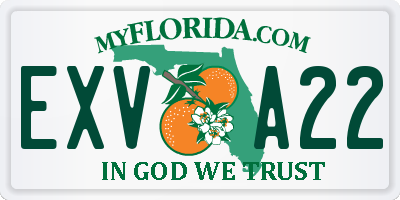 FL license plate EXVA22
