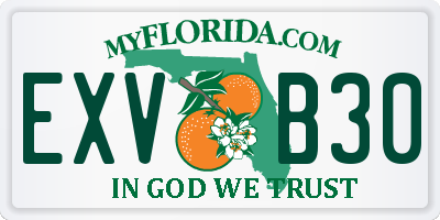 FL license plate EXVB30