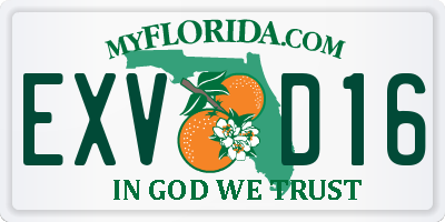 FL license plate EXVD16