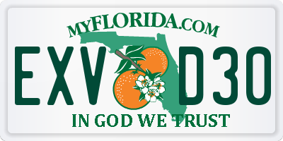FL license plate EXVD30
