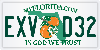 FL license plate EXVD32