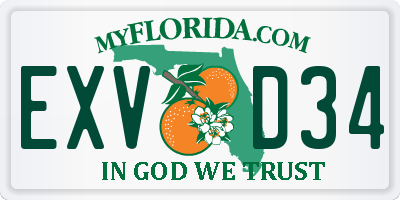 FL license plate EXVD34