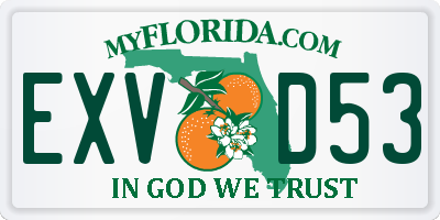 FL license plate EXVD53