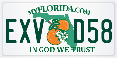 FL license plate EXVD58