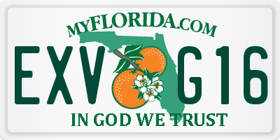FL license plate EXVG16