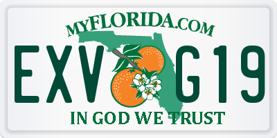 FL license plate EXVG19