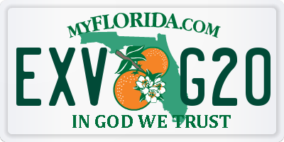 FL license plate EXVG20