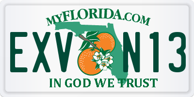 FL license plate EXVN13