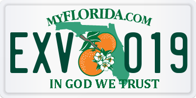 FL license plate EXVO19