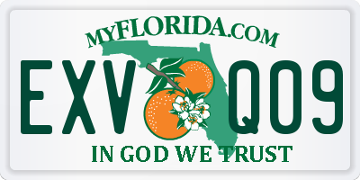 FL license plate EXVQ09