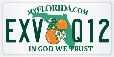 FL license plate EXVQ12