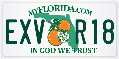 FL license plate EXVR18