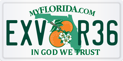 FL license plate EXVR36