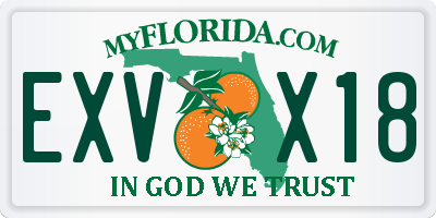 FL license plate EXVX18