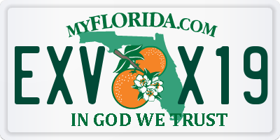 FL license plate EXVX19