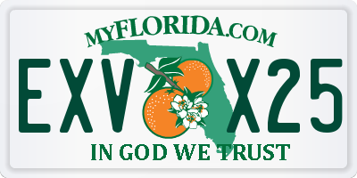 FL license plate EXVX25