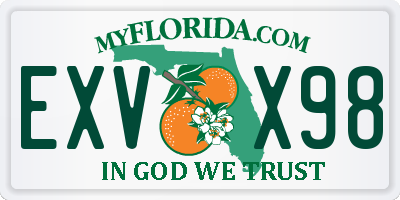 FL license plate EXVX98