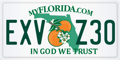 FL license plate EXVZ30