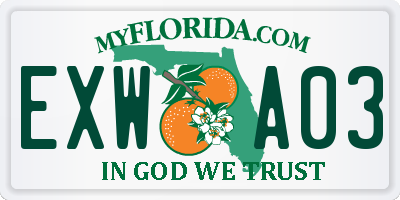 FL license plate EXWA03