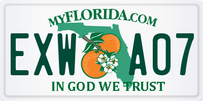 FL license plate EXWA07