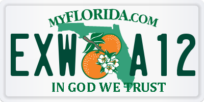 FL license plate EXWA12