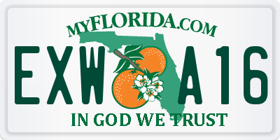 FL license plate EXWA16