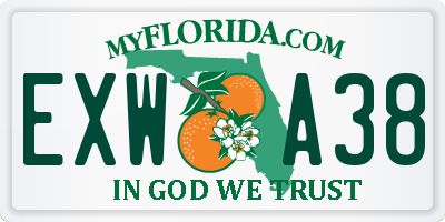 FL license plate EXWA38