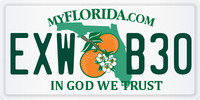 FL license plate EXWB30