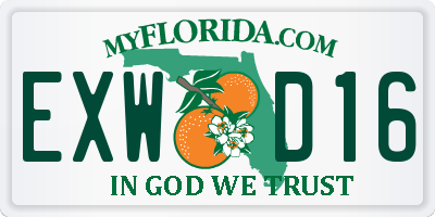 FL license plate EXWD16