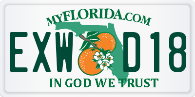 FL license plate EXWD18