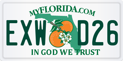 FL license plate EXWD26