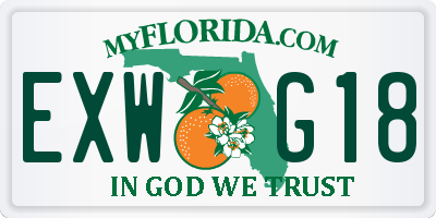 FL license plate EXWG18