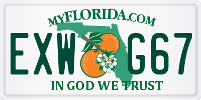FL license plate EXWG67