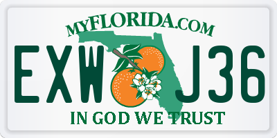 FL license plate EXWJ36