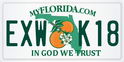 FL license plate EXWK18