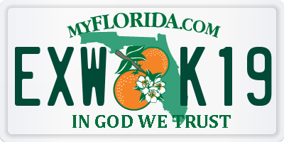 FL license plate EXWK19