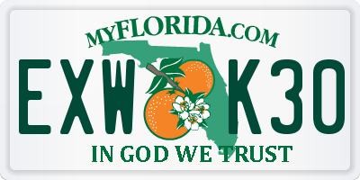FL license plate EXWK30