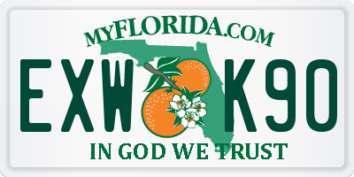 FL license plate EXWK90