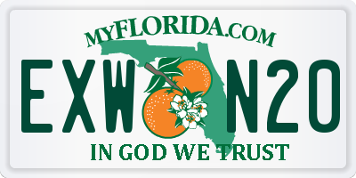 FL license plate EXWN20