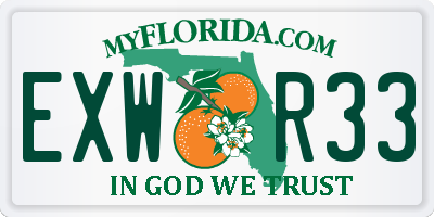 FL license plate EXWR33