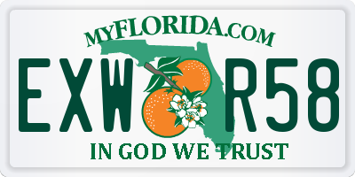 FL license plate EXWR58