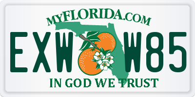 FL license plate EXWW85