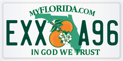 FL license plate EXXA96