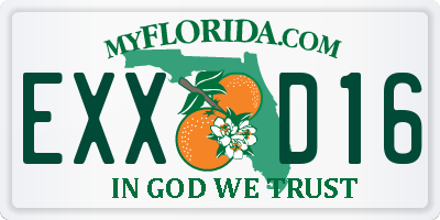 FL license plate EXXD16