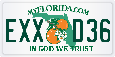 FL license plate EXXD36