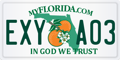 FL license plate EXYA03