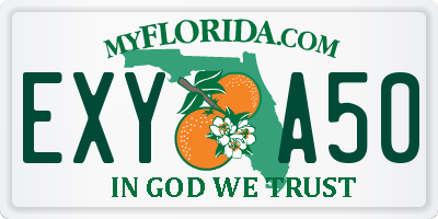 FL license plate EXYA50