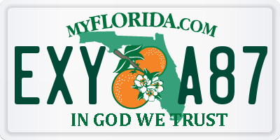 FL license plate EXYA87