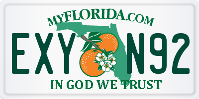 FL license plate EXYN92