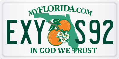 FL license plate EXYS92